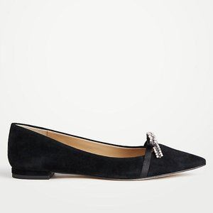 NWOB Ann Taylor Lorelai Crystal Bow Suede Flats